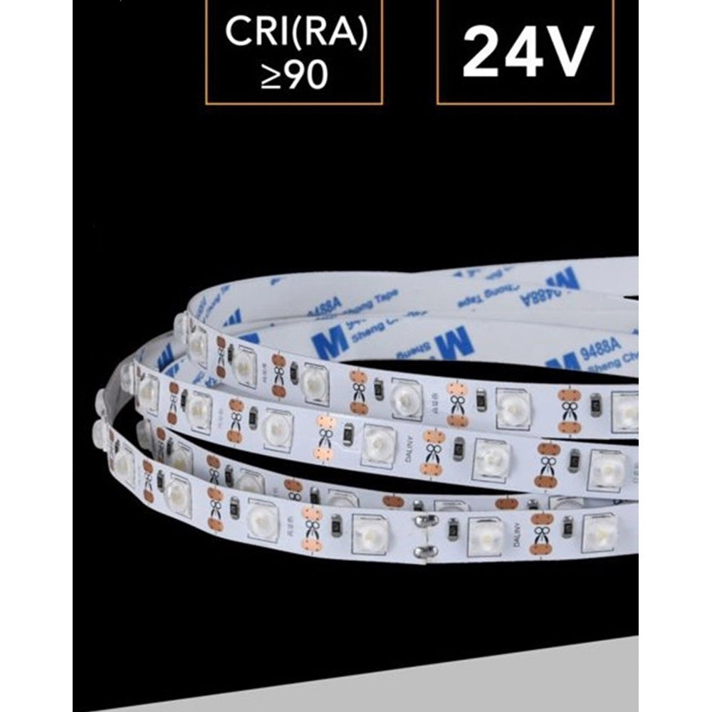 Trade Shop - Striscia Led 6060 Dc 24v Bobina Da 5 Metri 75w 48led/mt Luce Fredda 6500k 6060-24v-f -