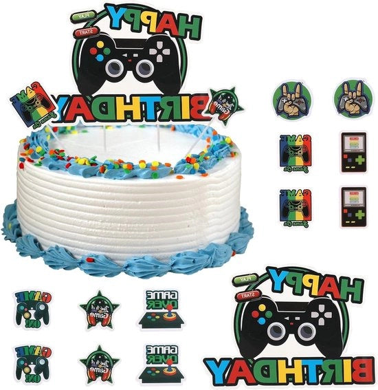 Decorazione di compleanno per bambini - decorazione di torta per feste di videogiochi.