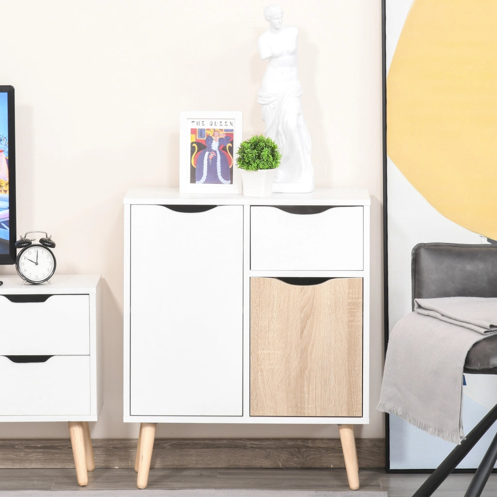 Buffet cassettiere design scandinavo ¨C zephmum ¨C 2 ante 1 cassetto scorrevole legno quercia chiaro