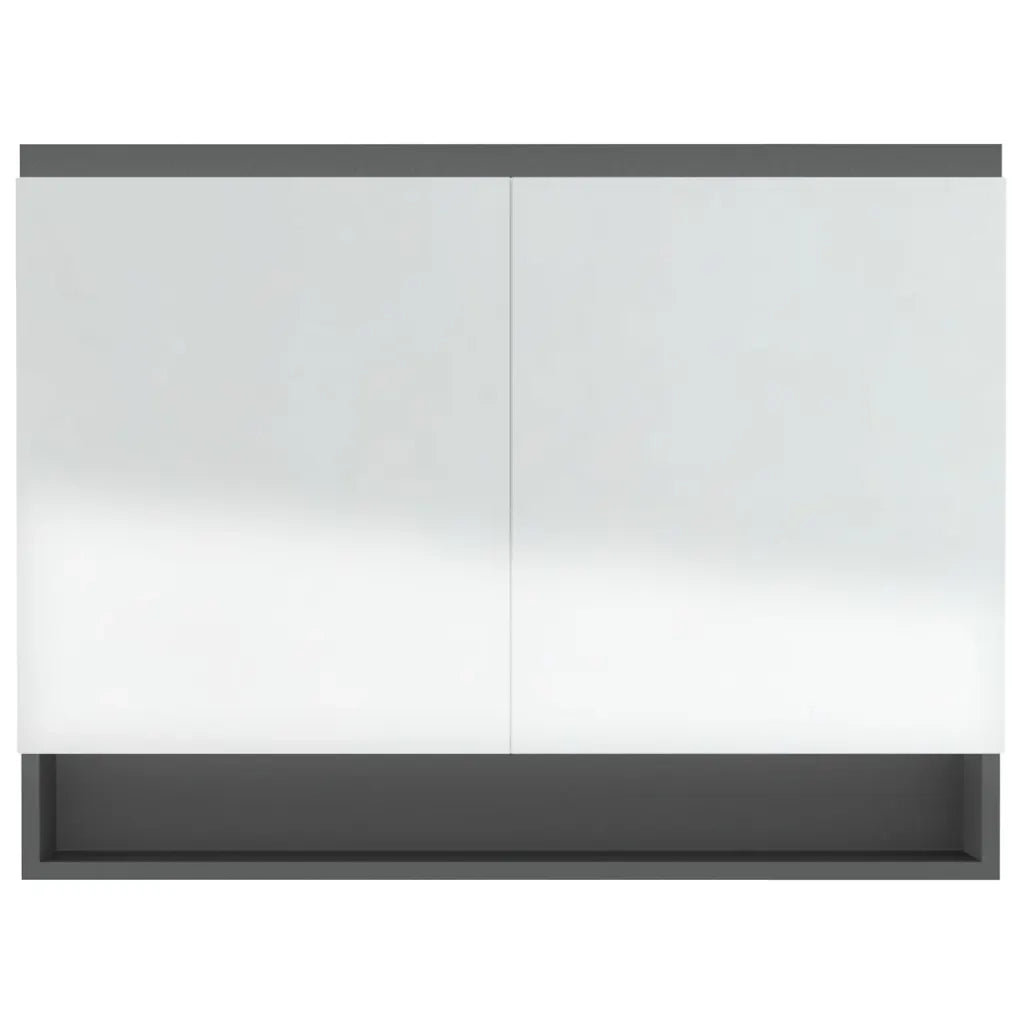 Armadietto Bagno con Specchio-Mobile bagno con specchio 80x15x60 cm in MDF Grigio