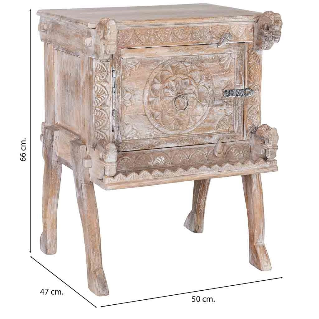 Comodino legno marrone finitura artigianale 50x47x66 cm