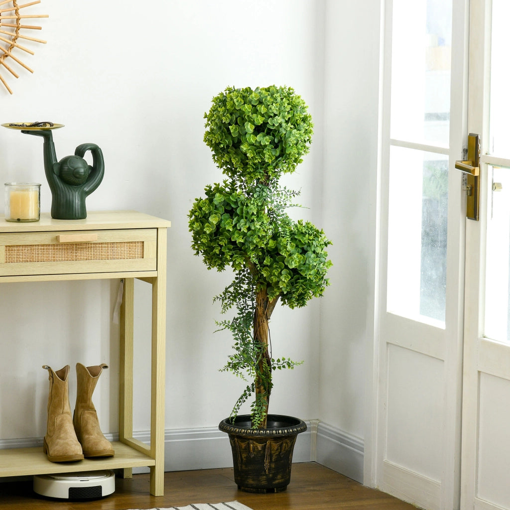 Albero Artificiale 3 Sfere Buxus con Vaso Cemento ¨C Zephmum ¨C Verde 115 cm