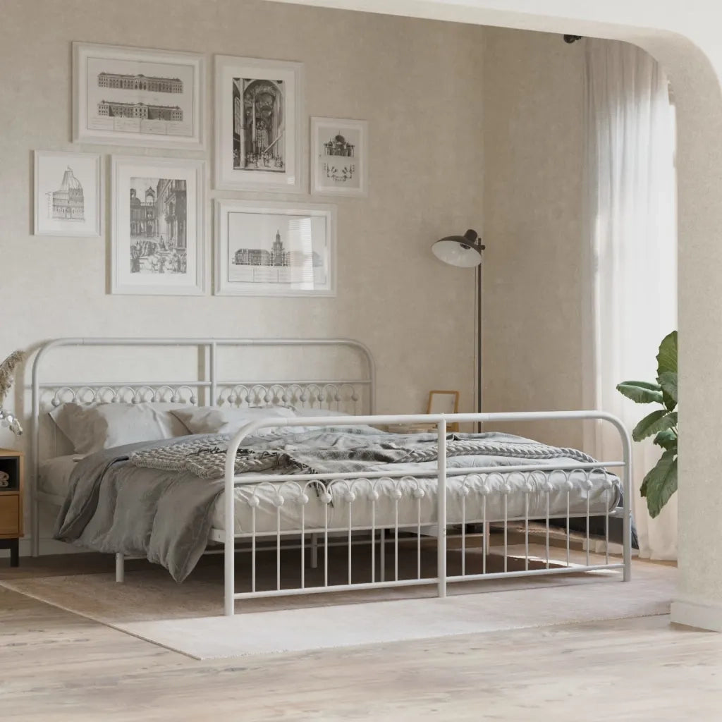 vidaXL Giroletto con Testiera e Pediera Metallo Bianco 183x203 cm