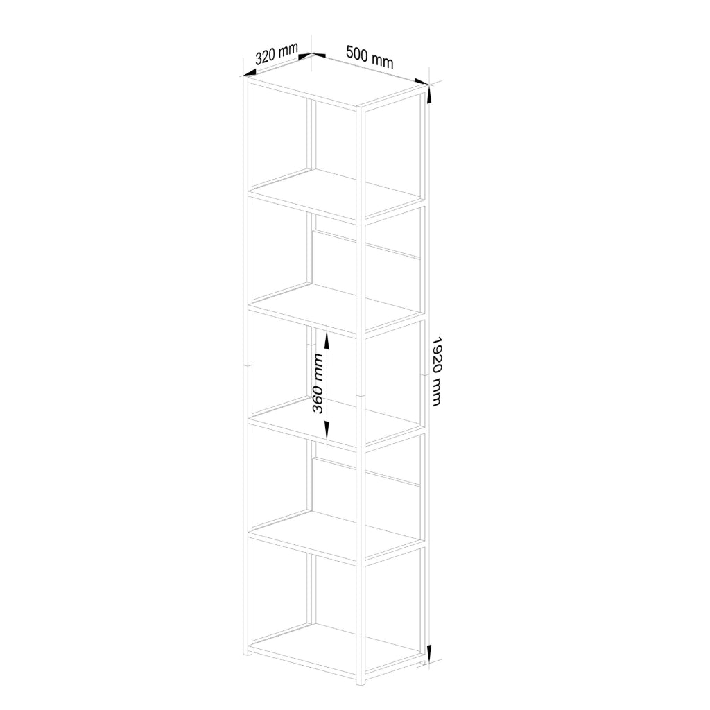 Scaffale stile industriale con ripiani in legno 50 cm Nera, Quercia Artisan 50x32x192 cm