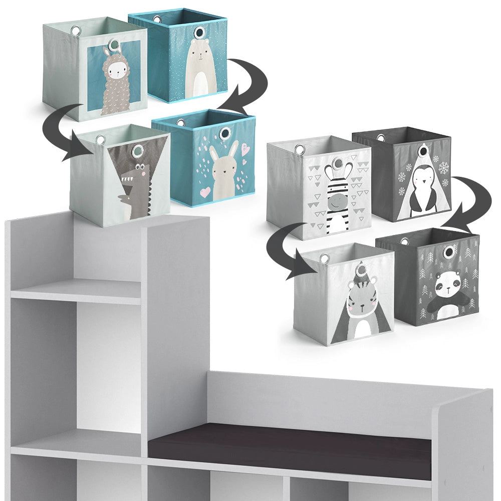 Vicco Scaffale per bambini Grigio 30.9 x 88.6 cm con 2 scatole pieghevoli opt.1