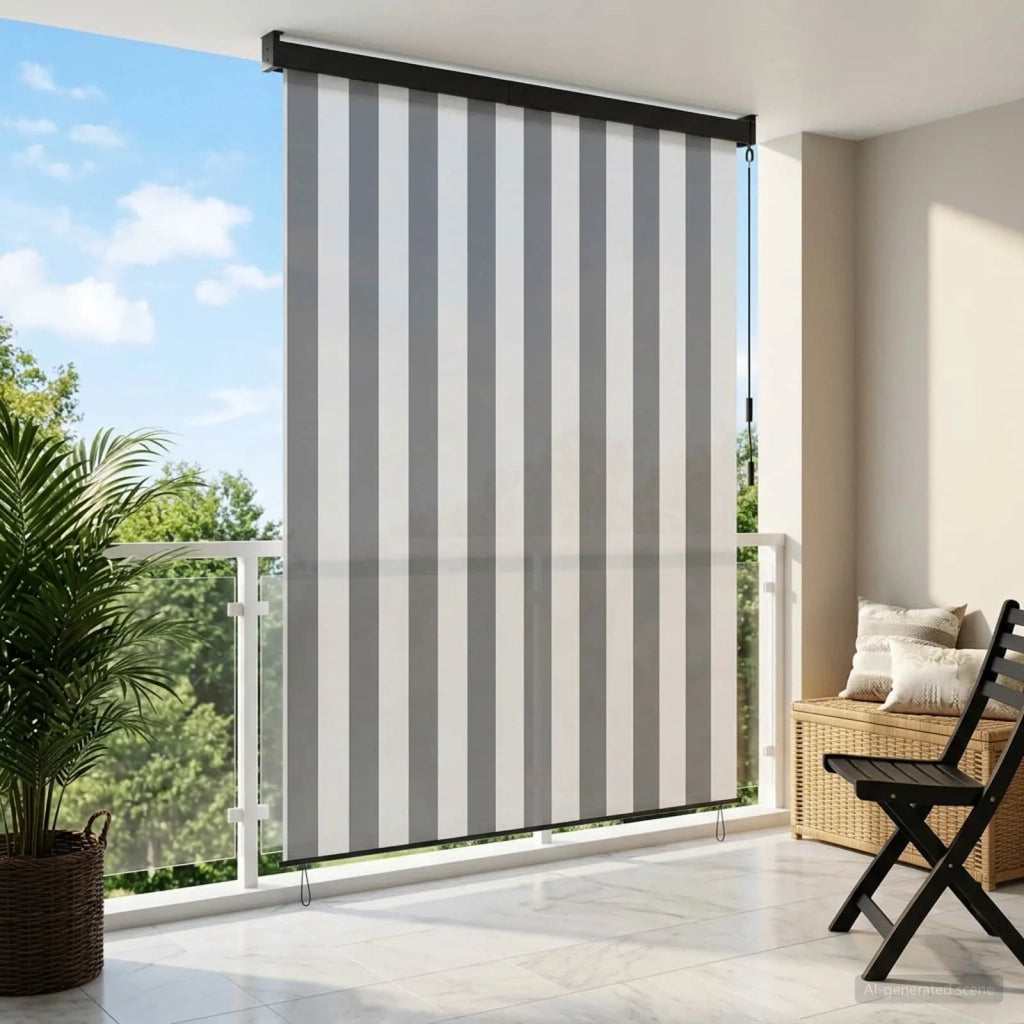 Tenda a rullo Antracite e Bianco 80 x 250 cm 42037175