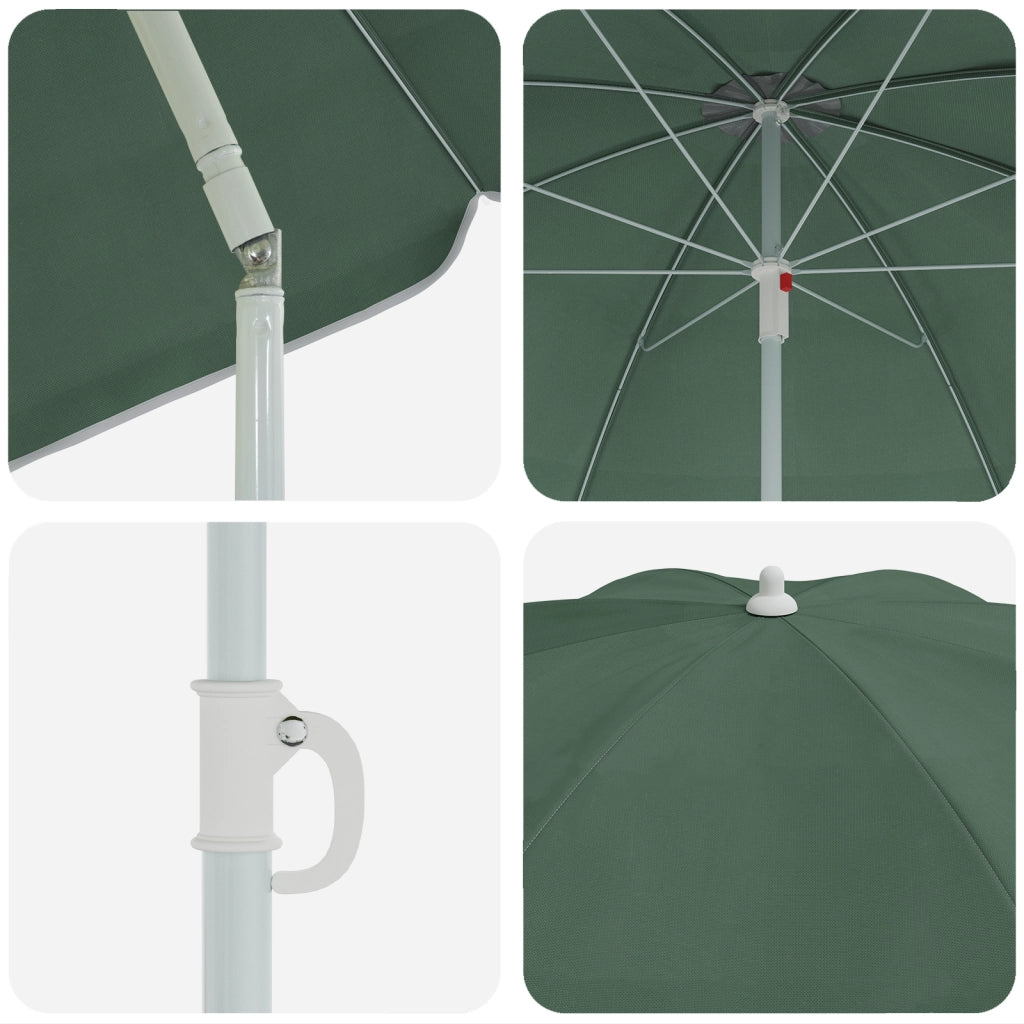 ombrellone da spiaggia  con palo in metallo verde 161x193 cm in poliestere