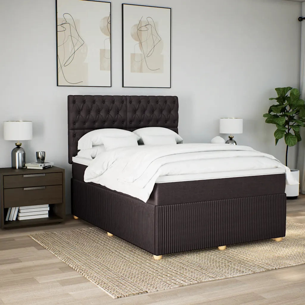Giroletto a Molle con Materasso Marrone Scuro 140x190cm Tessuto 3294361