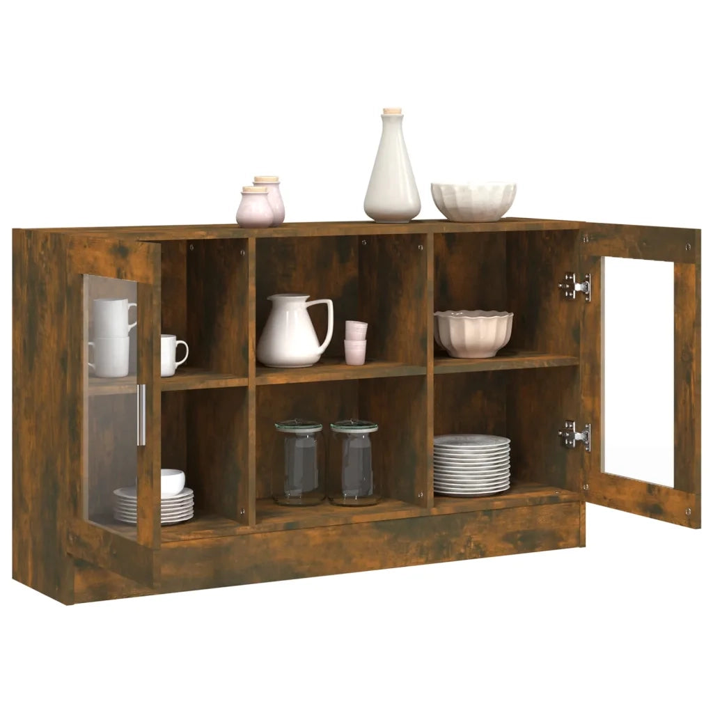 Mobile Vetrina Rovere Fumo 120x30,5x70 cm in Legno Multistrato 815627
