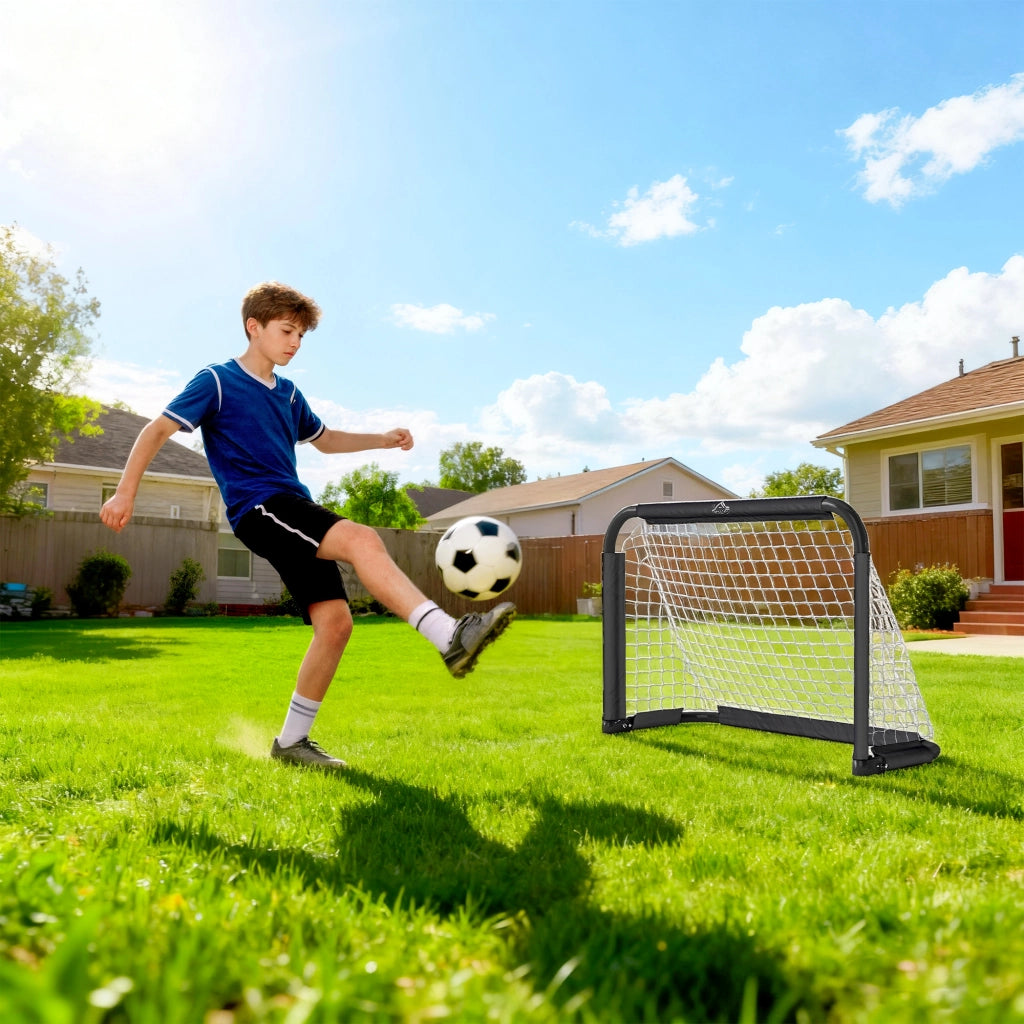 Set di 2 Porte da Calcio Pieghevoli per Esterno ¨C zephmum ¨C Nero 90x36x60 cm