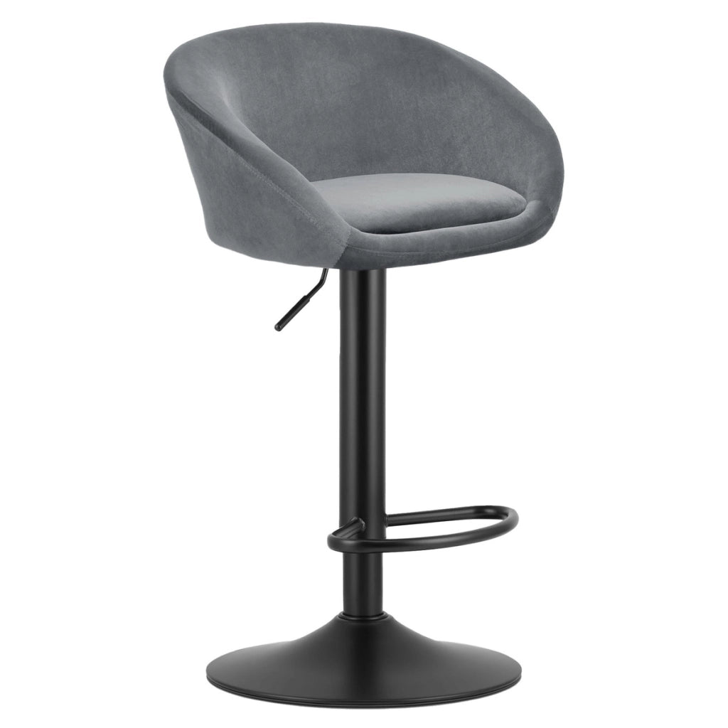 Set di 2 sgabelli bar East in velluto grigio e metallo nero