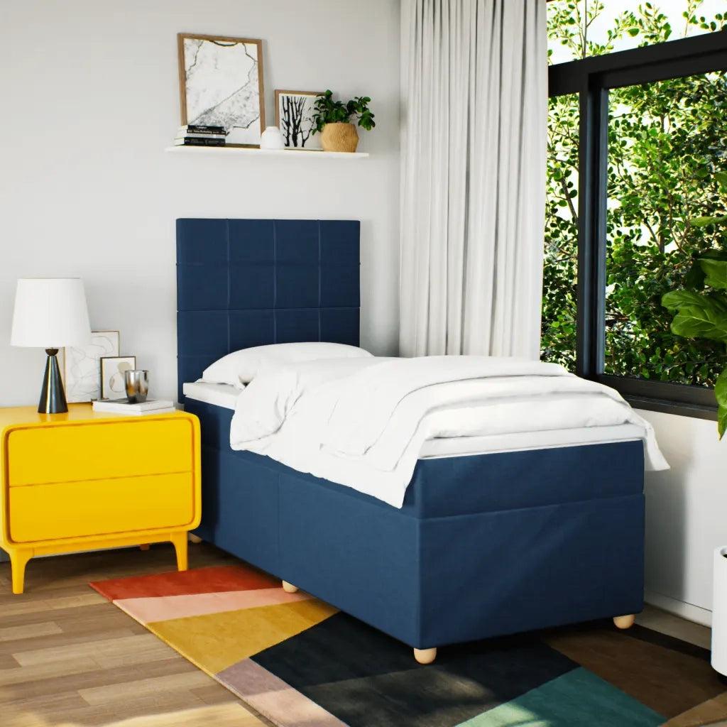 vidaXL Giroletto a Molle con Materasso Blu 80x200 cm inTessuto