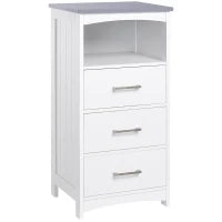 kleankin Mobiletto Bagno con Scaffale Aperto e 3 Cassetti in MDF, 40x33x80cm, Bianco