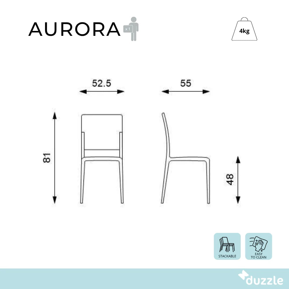 Set di 4 sedie da pranzo e da esterno impilabili in polipropilene visone Aurora con struttura in polipropilene facili da pulire | Duzzle