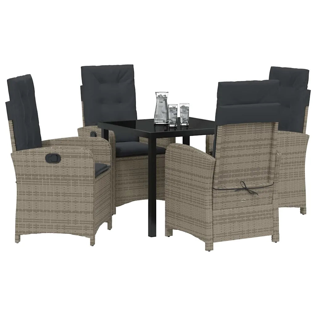 Set da Pranzo per Giardino con cuscino 5 pcs Grigio polyrattan 3380275