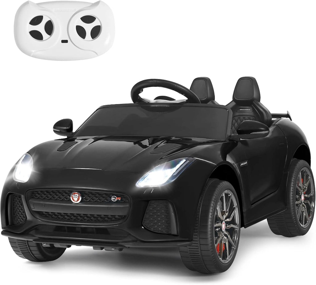 Jaguar Auto Elettrico 12 V per Bambini, Macchina Elettrica con Telecomando, con Luci Musica Storia, Avvio Lento, Velocità 3-5 km/h (Nero)