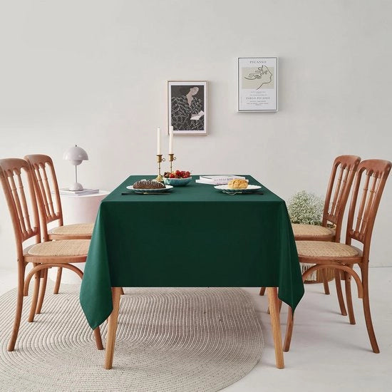 Tavolo da Natale elegante rettangolare 140 x 240 cm per 8-10 persone, verde, impermeabile a sporco e acqua