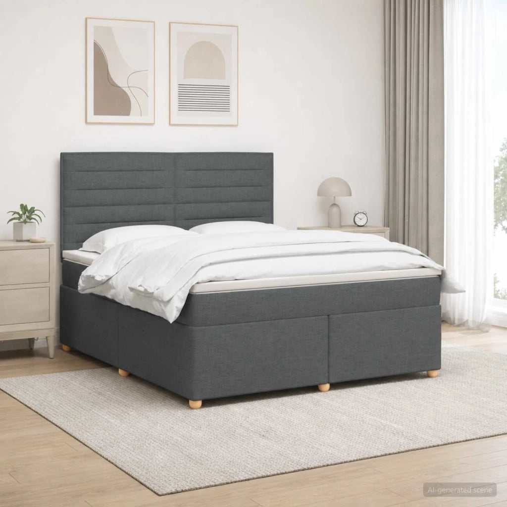 Letto box spring con materasso Grigio Scuro 160 x 200 cm 3455379