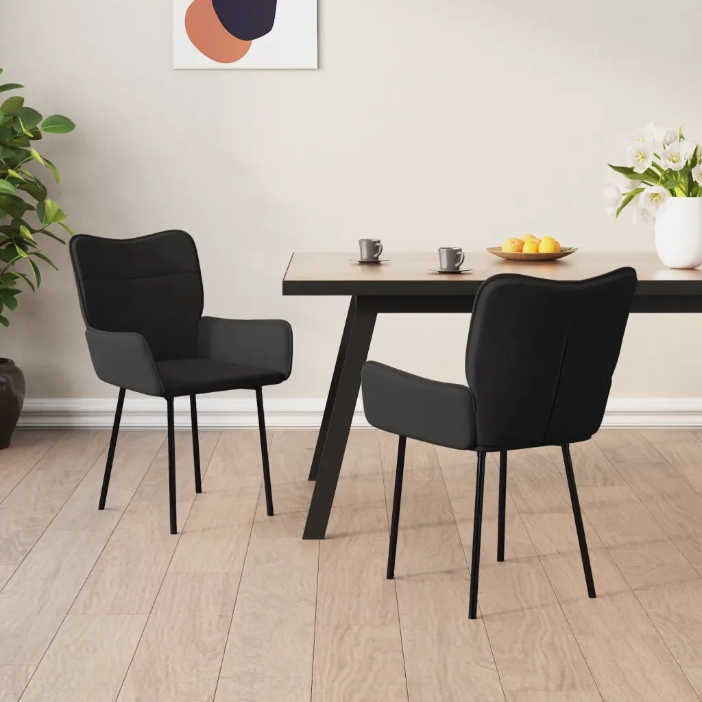 Sedie da Pranzo 2 pz | Sedie da cucina Nere in Velluto