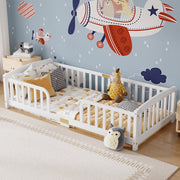 LETTO a pavimento con sponde di sicurezza 90x200 cm legno di pino bianco