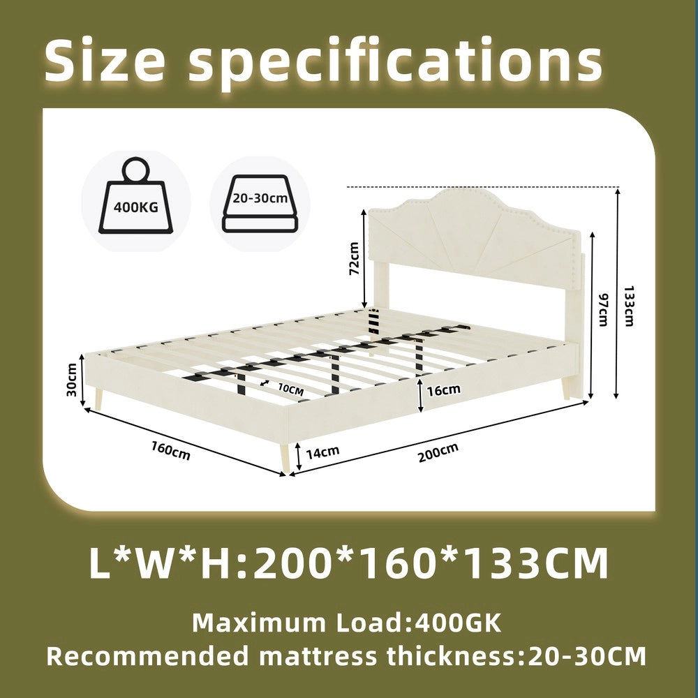 Letto Contenitore Imbottito con Materasso ¨C MINIMAL ¨C Velluto Beige 160x200