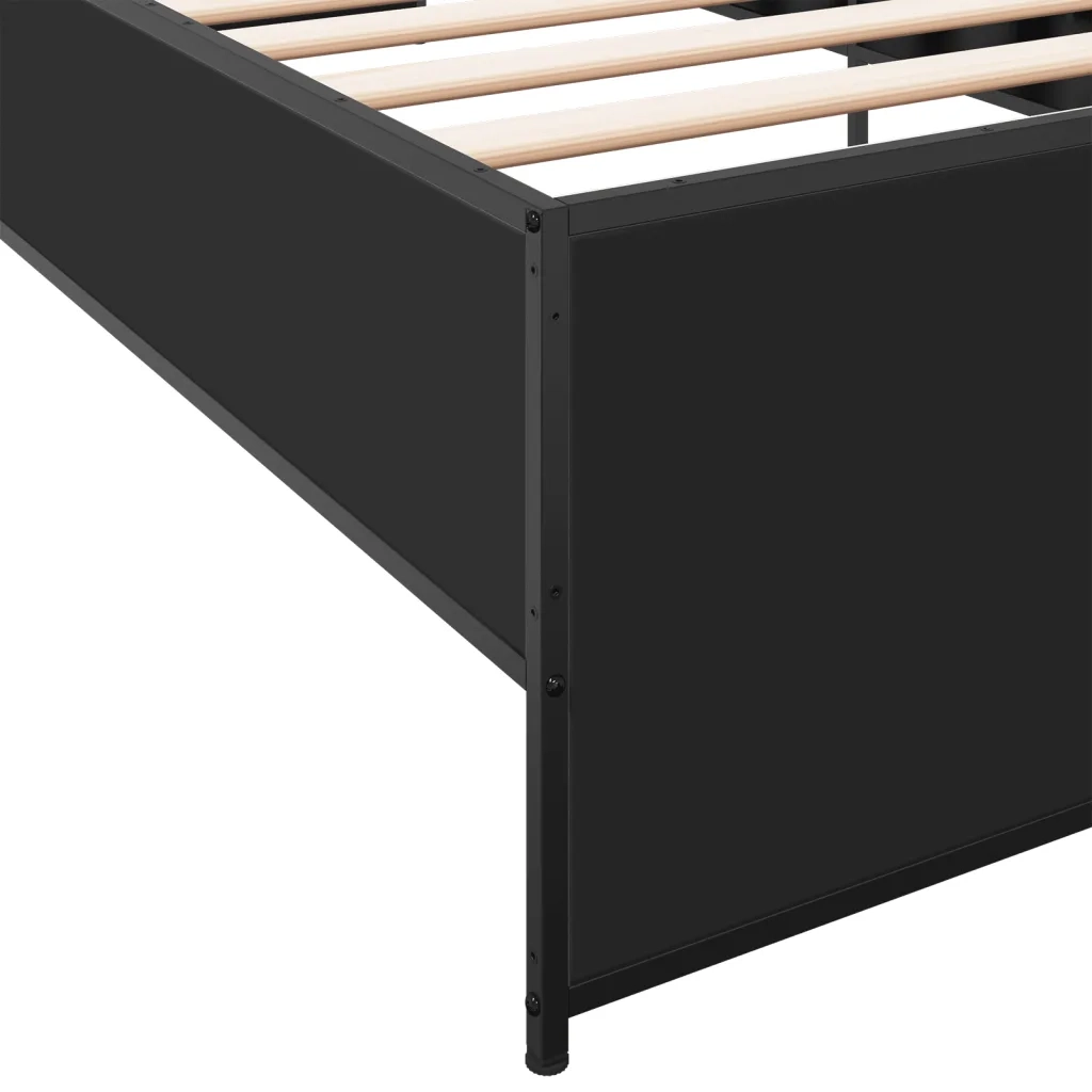 Giroletto-Struttura Letto Nero 90x190 cm in Legno Multistrato e Metallo 553724