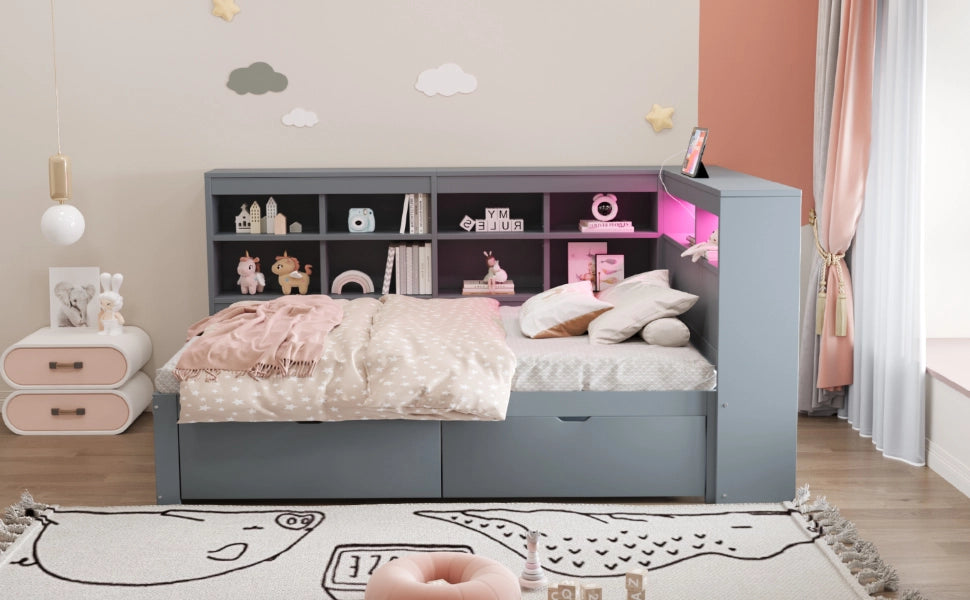 Letto divano multifunzione legno grigio 90x200 cm
