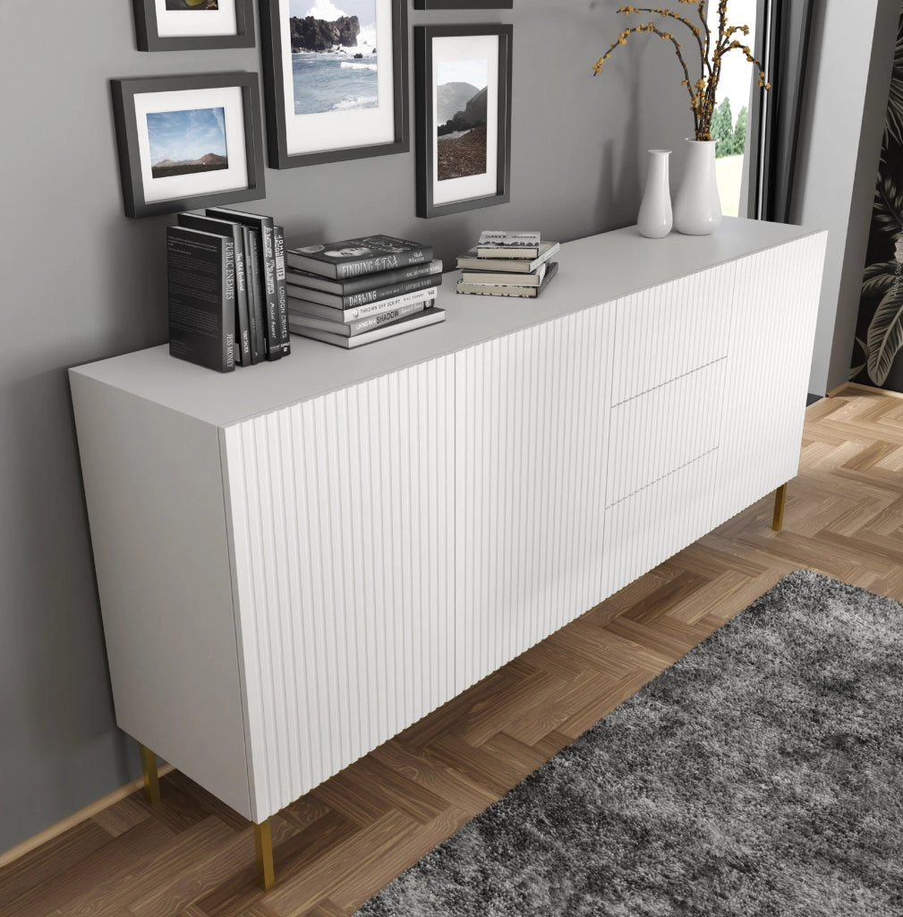 MOBILE RAVENNA B MOBILE IN MDF RIVESTITO IN FOGLIO 3D3S 200 BIANCO OPACO TELAIO NERO