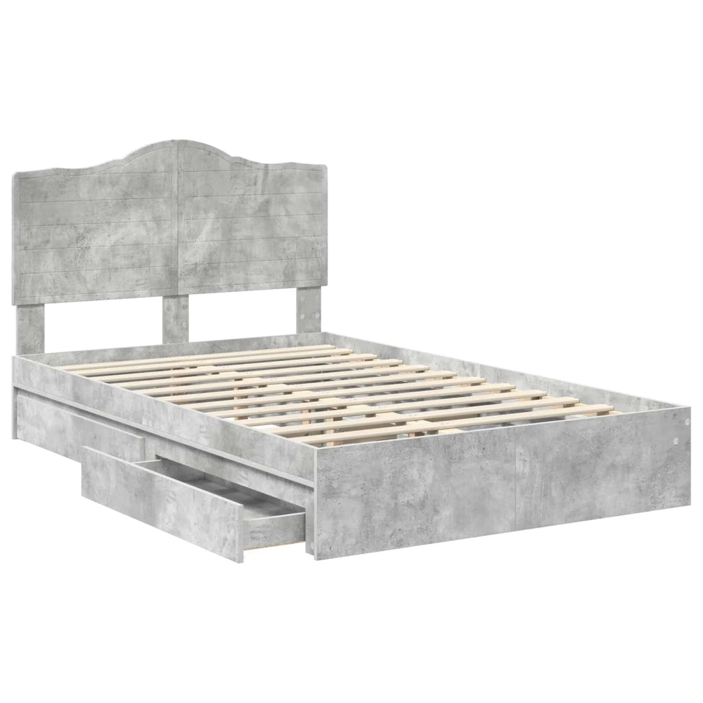 Letto con Contenitore con testiera Grigio cemento 135 x 190 cm 3413516