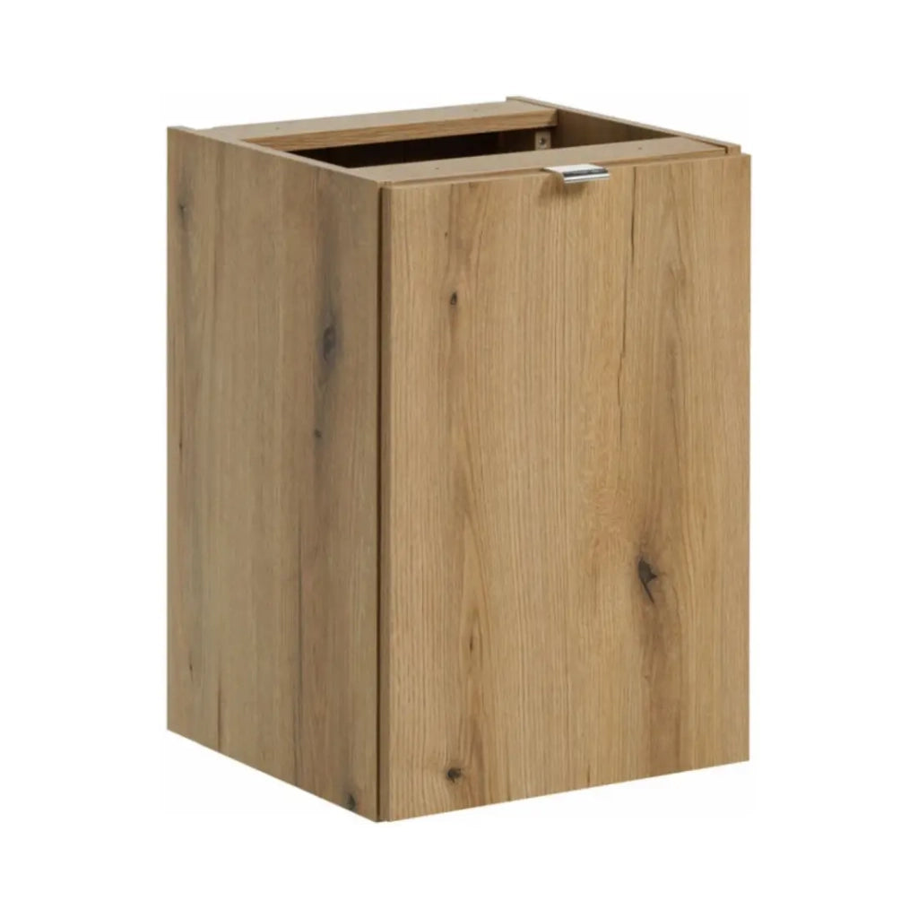 Set bagno VANO effetto quercia e nero 140cm: mobiletto sottolavabo con cassetti e cesto per la biancheria + piano per lavabo