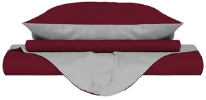 Copripiumino Singolo con Sacco e Federe Doubleface Bordeaux/Grigio Chiaro