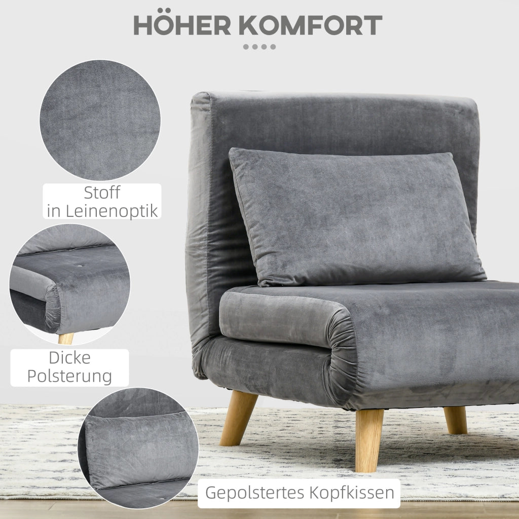 POLTRONA LETTO 72x78x79 cm Grigio in poliestere