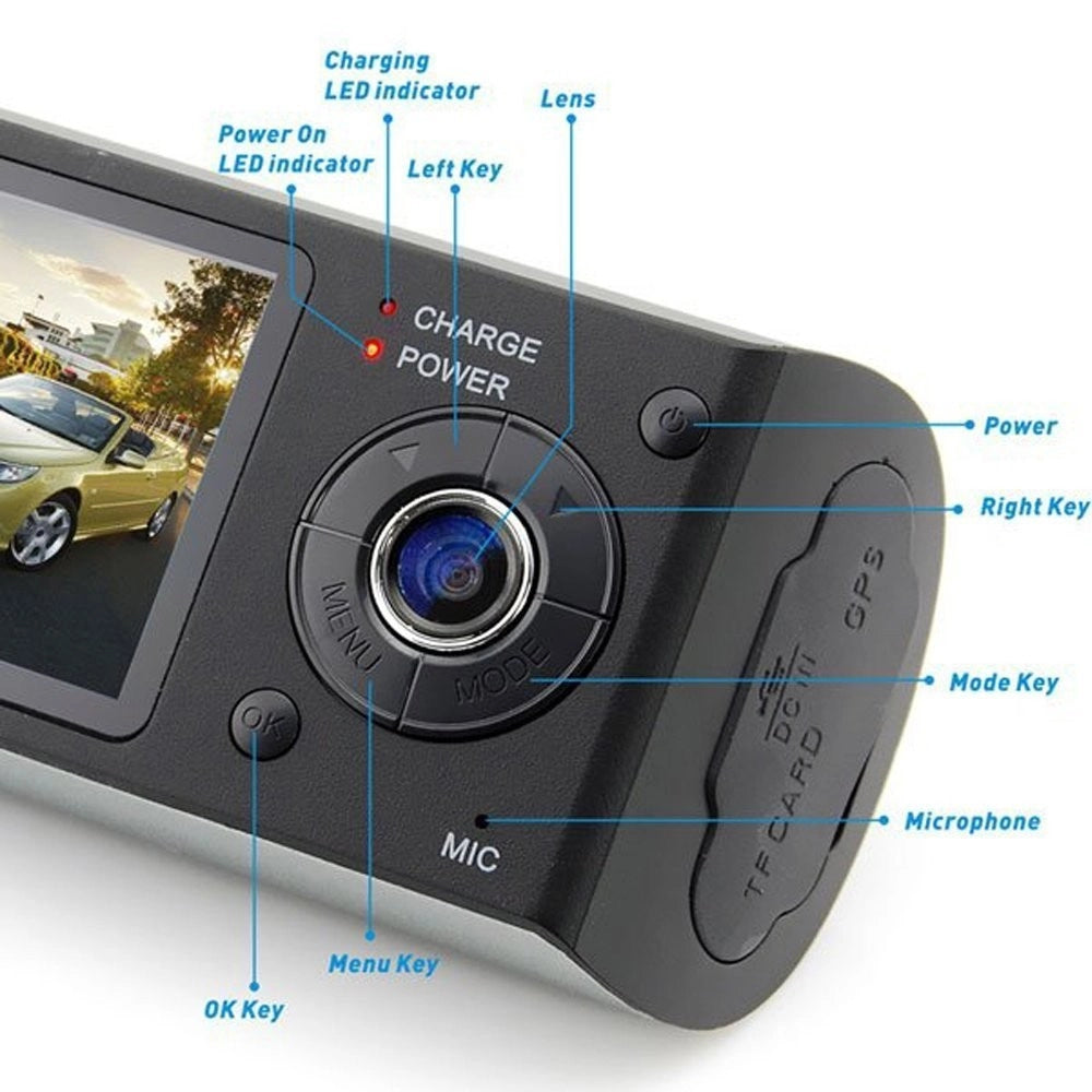 Trade Shop - Dvr Per Veicoli Auto Con Doppia Camera Frontale E Posteriore Con Sensore Gps -