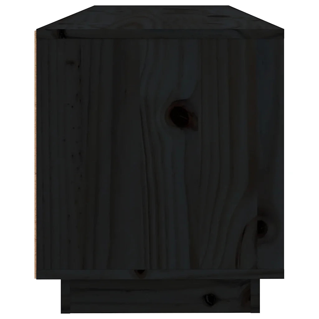 Mobile Porta TV-Mobile per TV-Credenza TV Nero 100x34x40 cm in Legno Massello di Pino