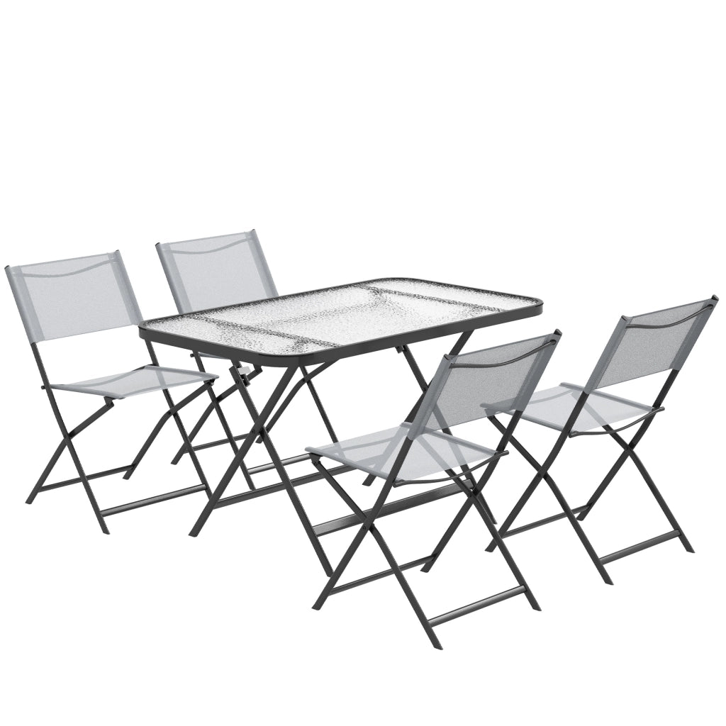 Set tavolo e sedie da giardino 5 pezzi ¨C zephmum ¨C pieghevole, tessilene, grigio