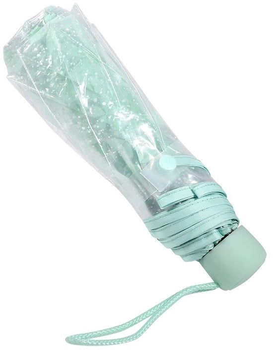 Parasole Opvougbile Transparente - Disegno a Ceri - Manico in Alluminio Resistente - Progettazione Compatta - Materiale Sostenibile - Ideale per la Pioggia
