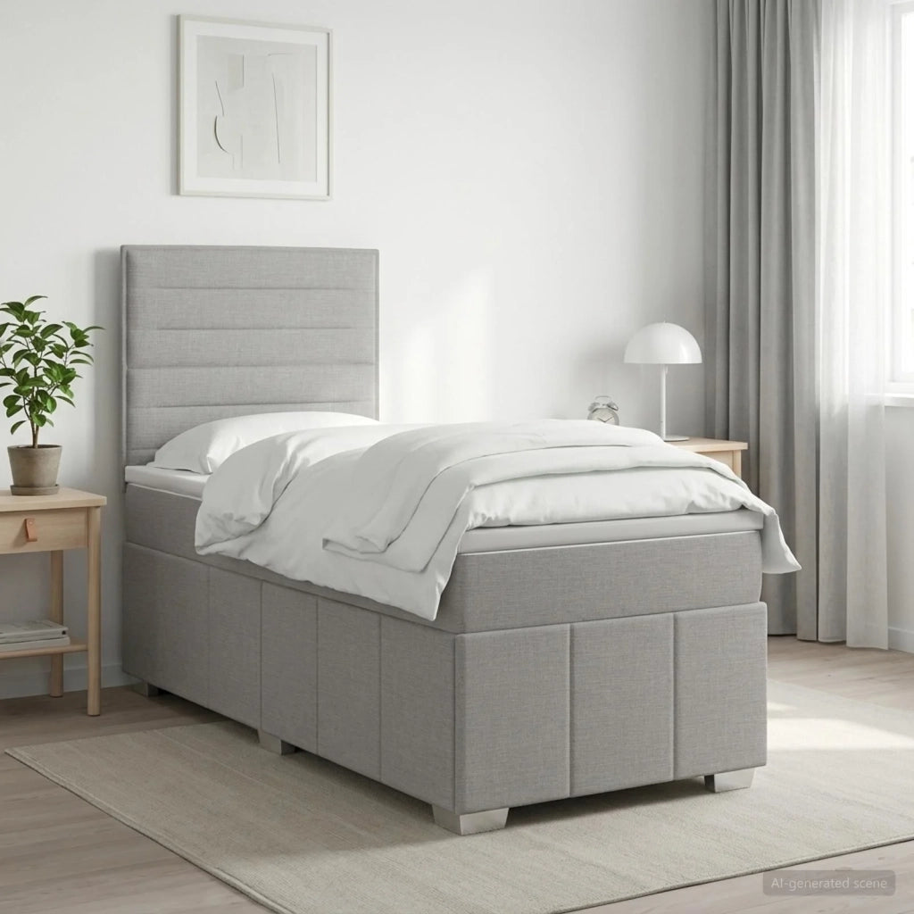 Letto Box Spring LED con Materasso Grigio Chiaro 100 x 200 cm 3455528