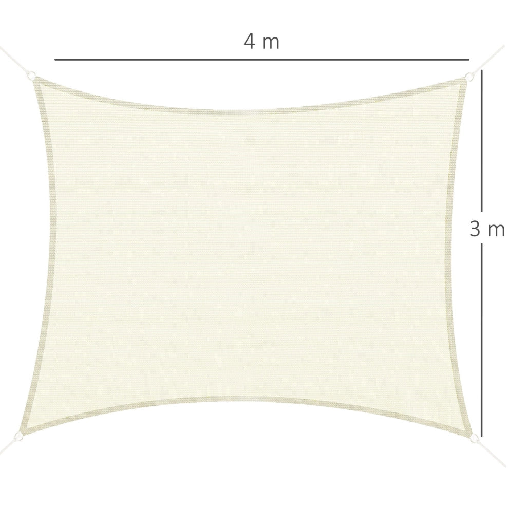 EasyComfort Vela Ombreggiante Rettangolare, Impermeabile e Anti-Raggi UV in HDPE, 3x4m, Crema