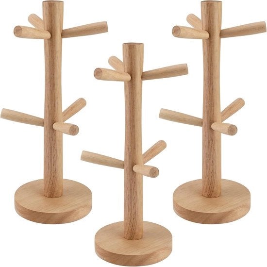 Tre pezzi di legno per contenitore per tazze - Standard per 6 tazze - Contenitore per tazze per caffè - Organizzatore e contenitore per accessori