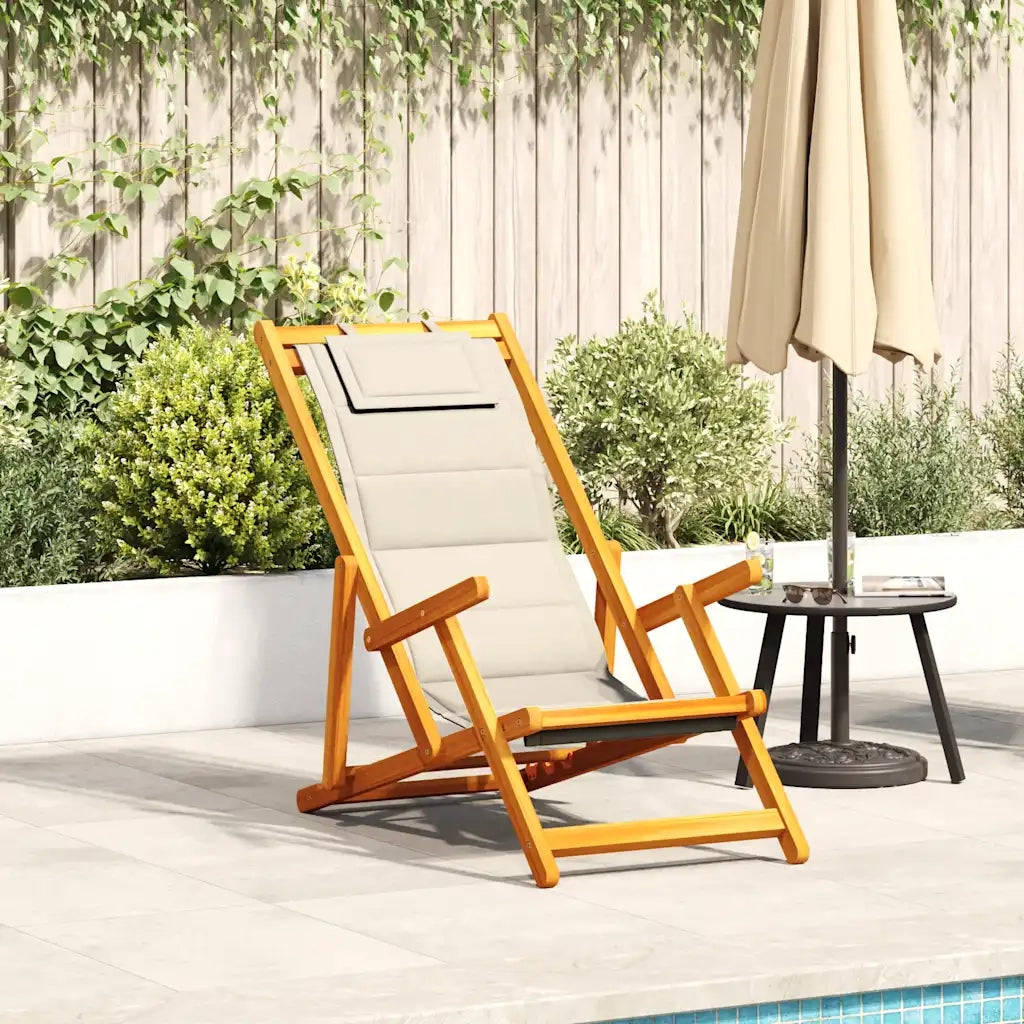 vidaXL Sedia da Spiaggia Pieghevole Braccioli Legno Acacia&Textilene