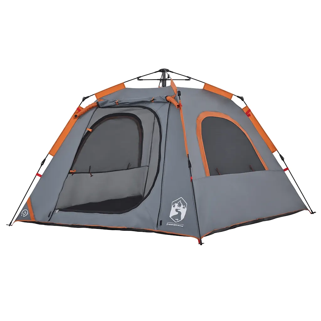 Tenda a Cupola 4 Persone Grigio e Arancione a Rilascio Rapido 4004145