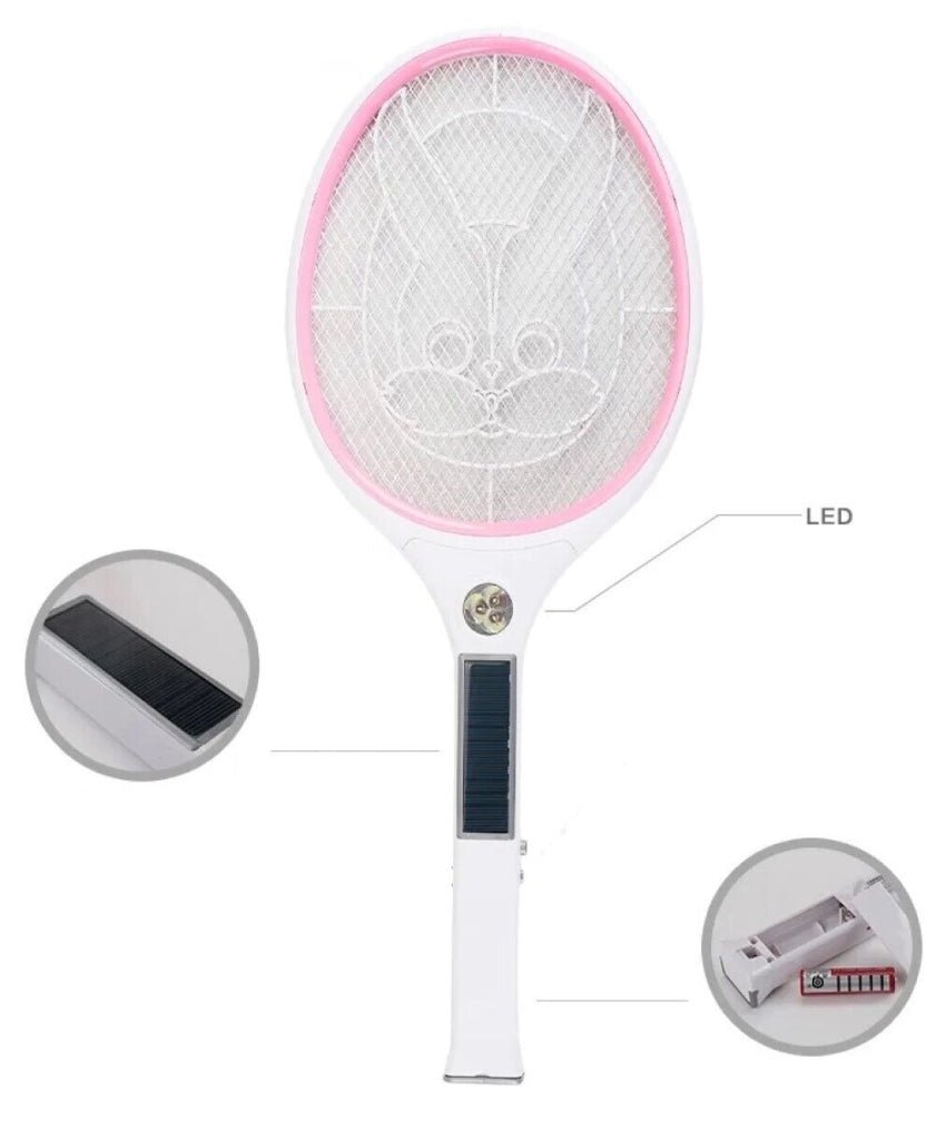 Racchetta fulmina zanzare ricaricabile pannello solare con luce LED QX-905
