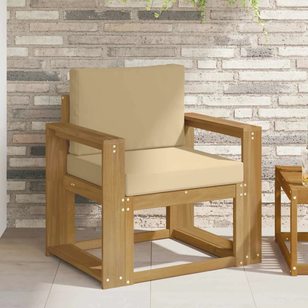 2 Pezzo Set di divani da esterno-Sofa da giardino Poliestere Bianco e Beige 212815