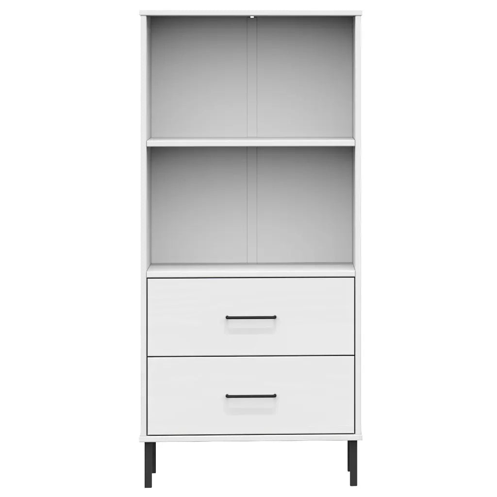 Libreria 2 Cassetti Bianco 60x35x128,5 cm Legno Massello OSLO