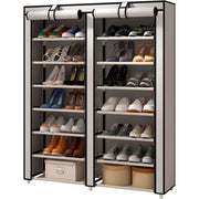 Scarpiera Tessuto per Scarpe con 2 Ante con Cerniera 125x92x28,5cm, 28 paia. Grigio