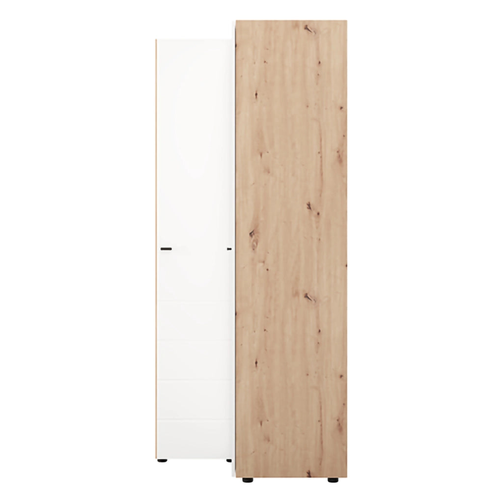 Armadio Camera da Letto Tavole, Guardaroba 2 Ante 4 Ripiani, 95x208h cm Bianco Opaco