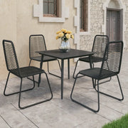 Set da Pranzo da Giardino 5 pz in Rattan PVC Nero cod mxl 43861