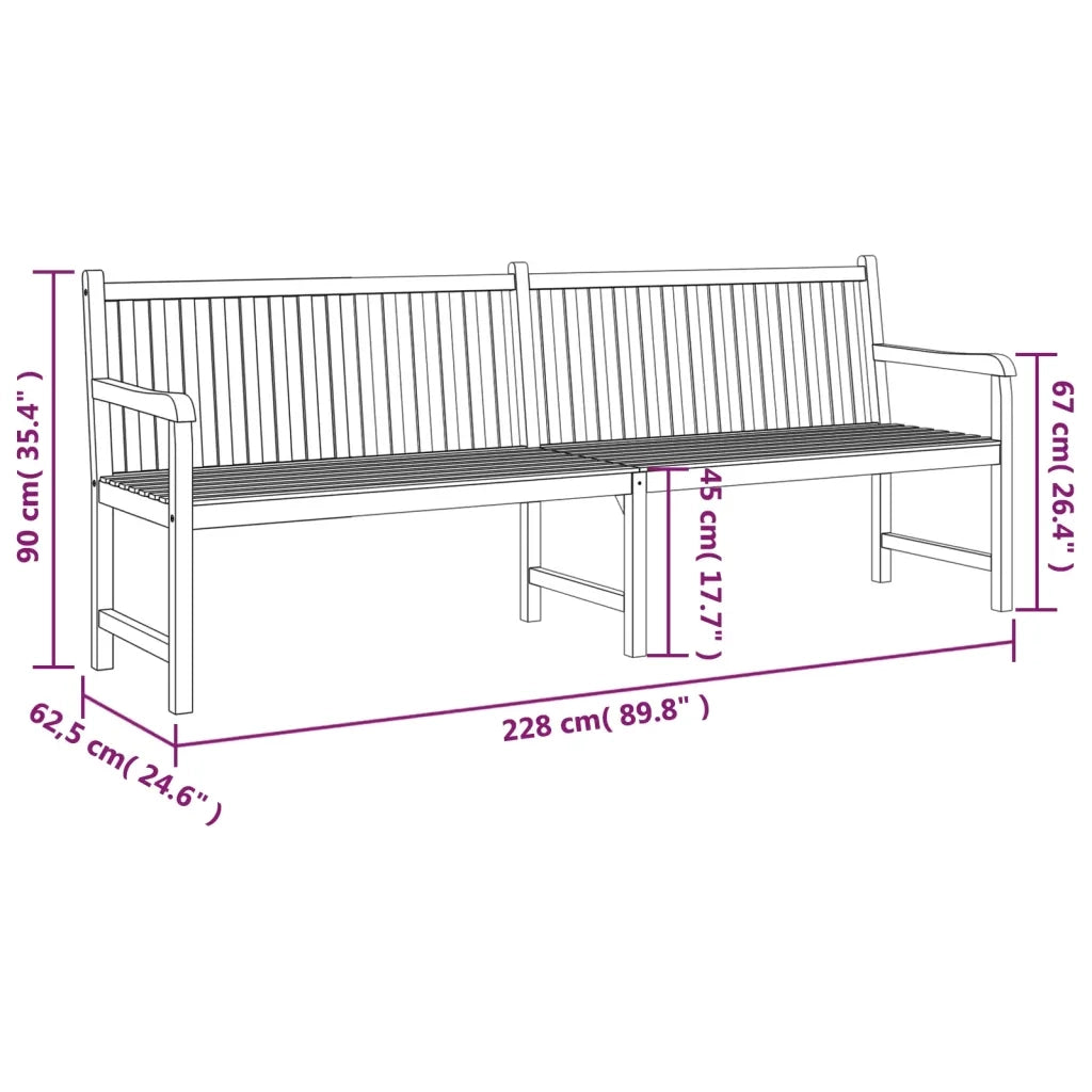 Panca da Giardino 228 cm in Legno Massello di Teak 316624