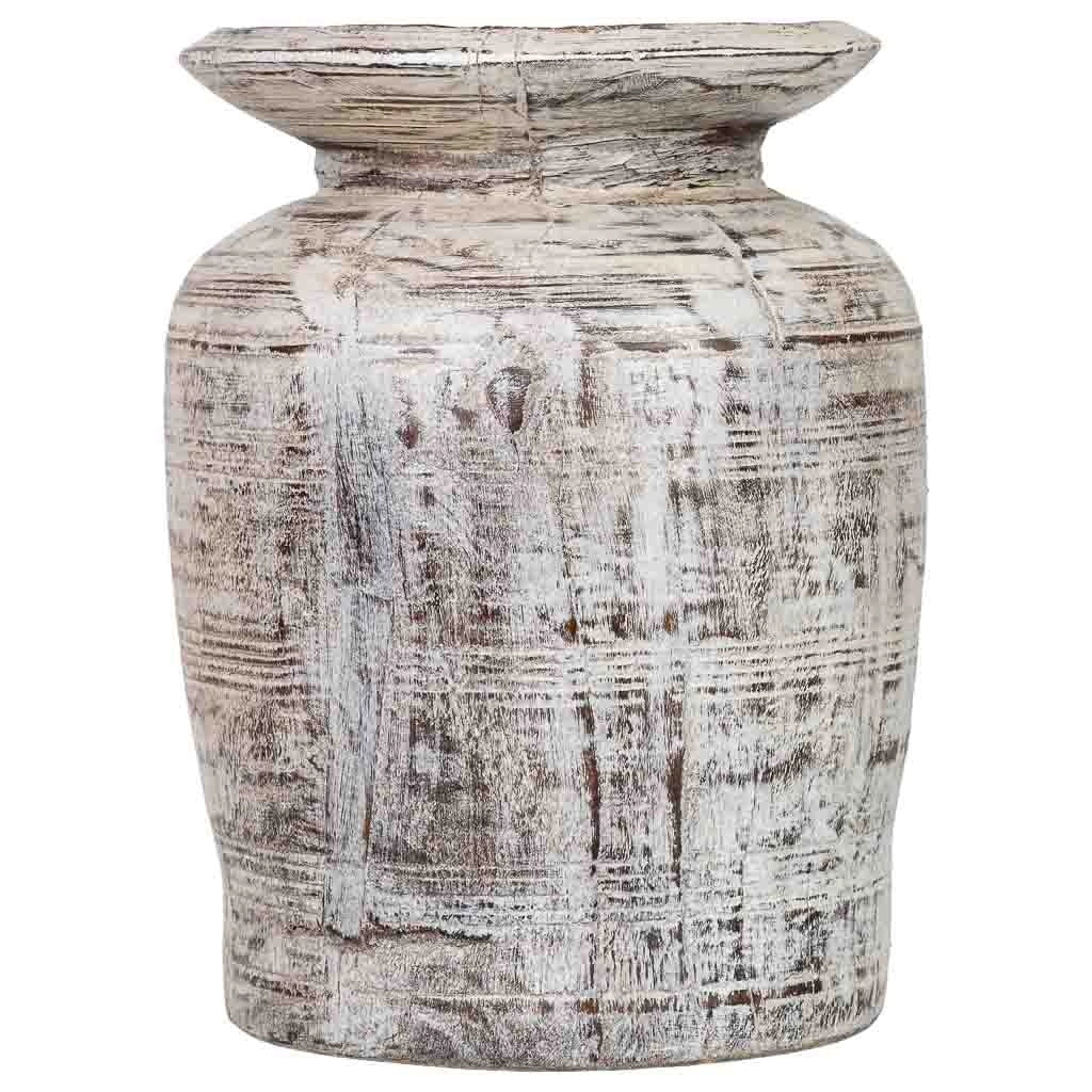 Vaso in legno grigio cenere dipinto a mano 25x25x38h cm
