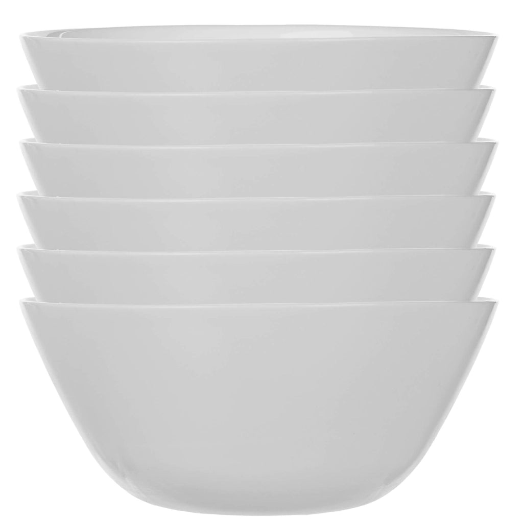 Set di 6 ciotole in vetro KADAX da 18 cm per insalata, zuppa e snack, colore bianco.